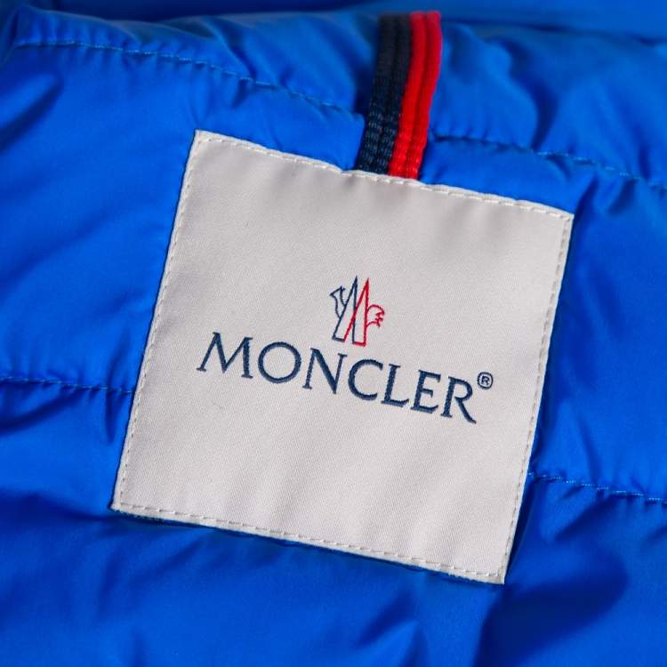 Pre Owned Moncler Dark Blue Down Synthetic Derva Hooded Zip Front Jacket XXL