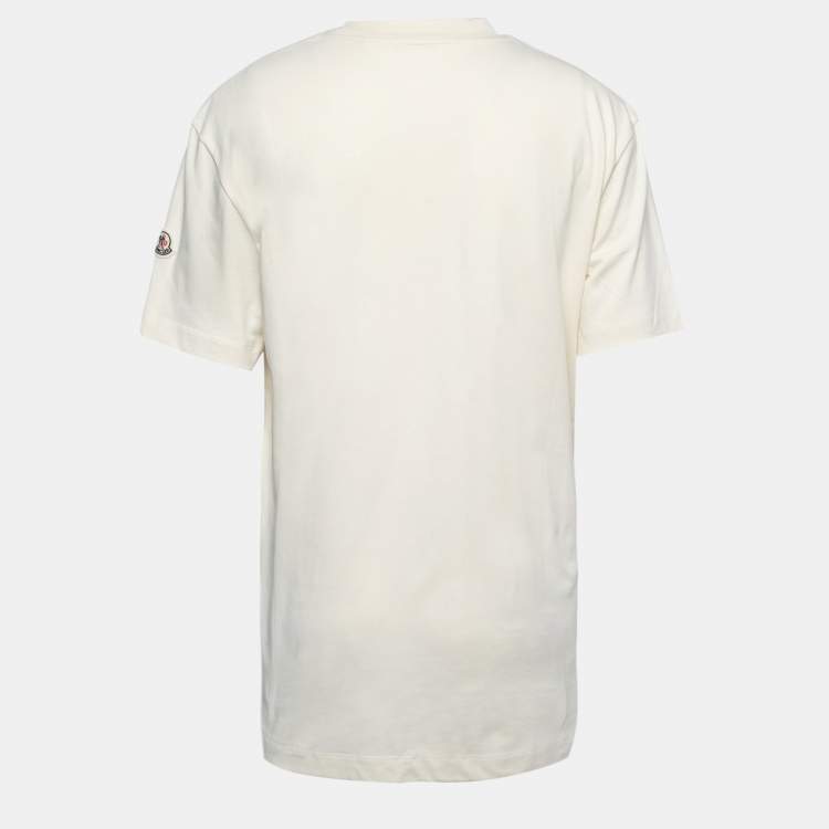 Moncler Cream Cotton Studded Logo Crew Neck T-Shirt XL Moncler | TLC