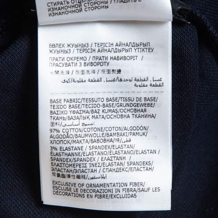 Pre Owned Moncler Navy Blue Embroidered Cotton Short Sleeve Polo T-Shirt XXL