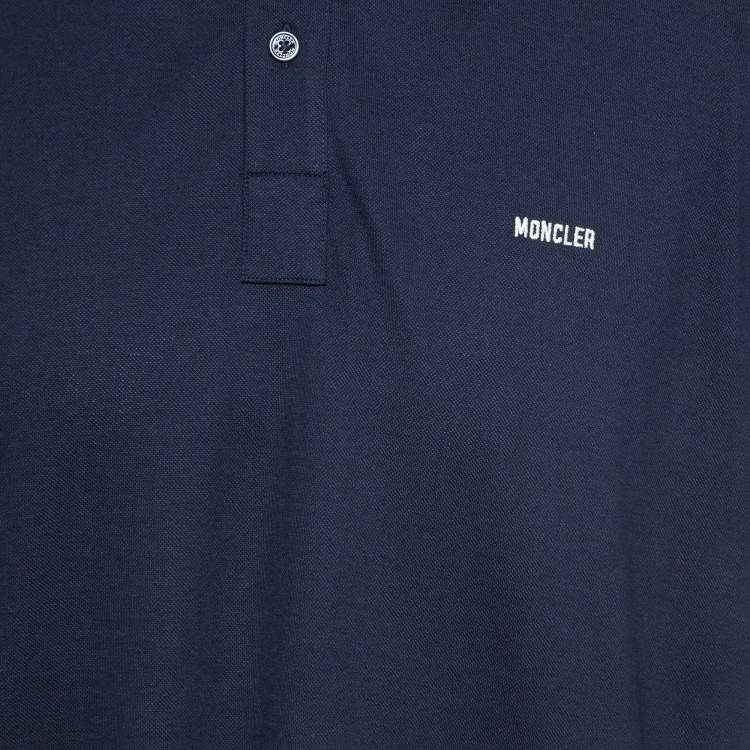 Pre Owned Moncler Navy Blue Embroidered Cotton Short Sleeve Polo T-Shirt XXL