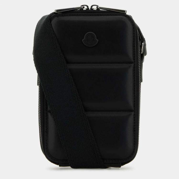 Pre Owned Moncler Black Leather Vertical Crossbody Bag