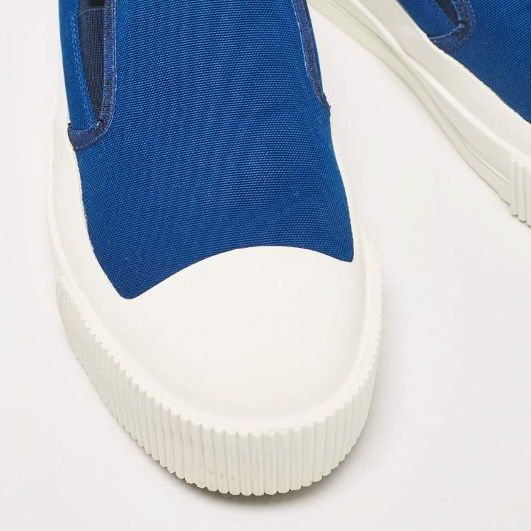 Pre Owned Moncler Blue Denim Petit Leave No Trace Slip On Sneakers Size 45