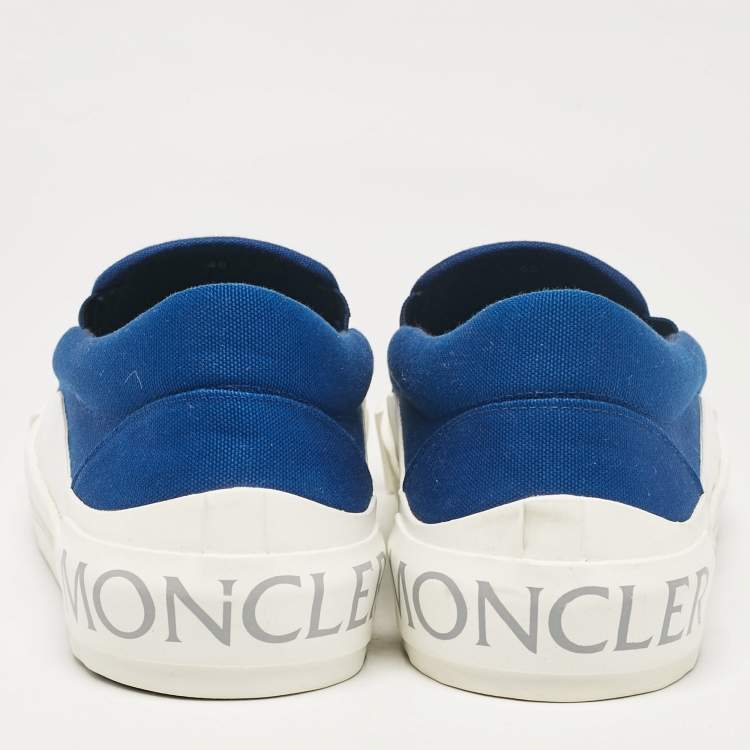Pre Owned Moncler Blue Denim Petit Leave No Trace Slip On Sneakers Size 45