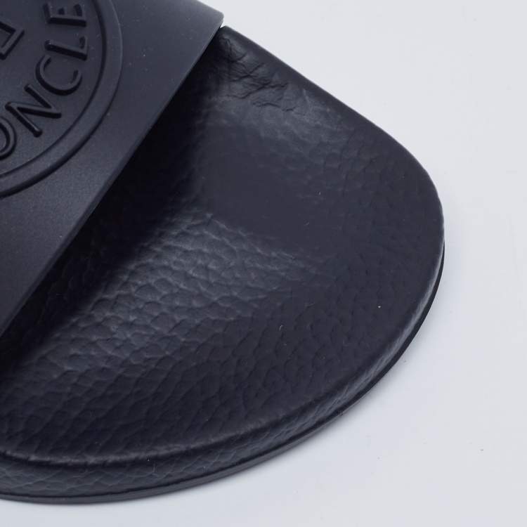 Pre Owned Moncler Navy Blue Rubber Basile Pool Slides Size 41