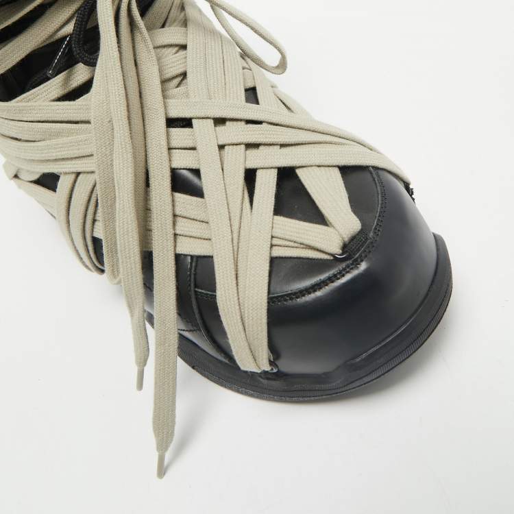 Pre Owned Moncler x Rick Owens Black Leather Amber Snow Boots Size 43