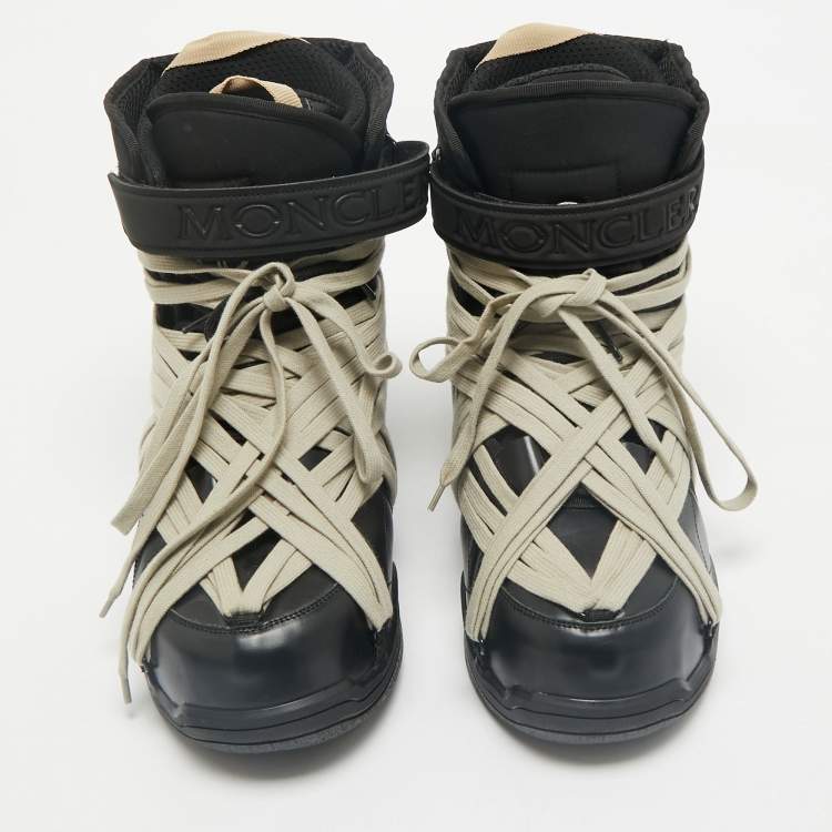 Pre Owned Moncler x Rick Owens Black Leather Amber Snow Boots Size 43
