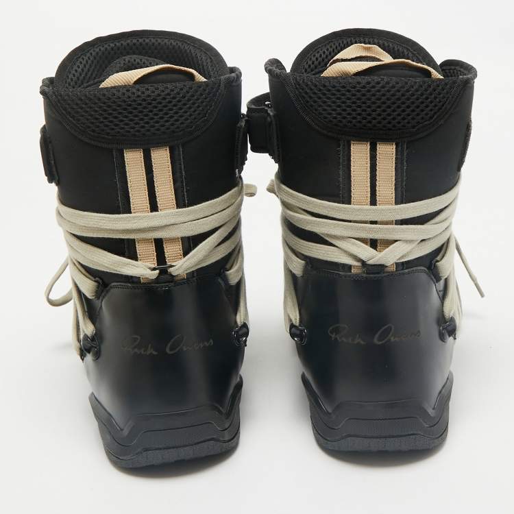 Pre Owned Moncler x Rick Owens Black Leather Amber Snow Boots Size 43