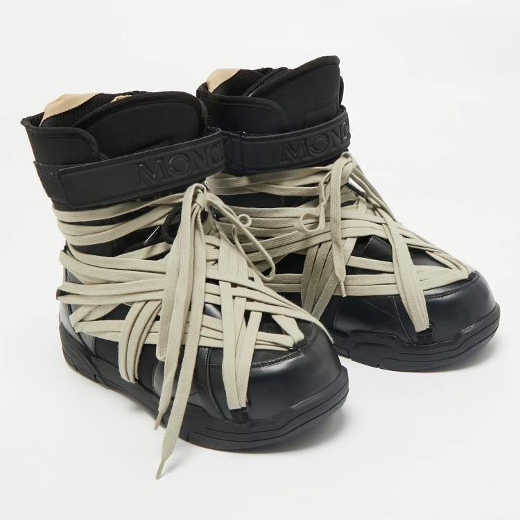 Pre Owned Moncler x Rick Owens Black Leather Amber Snow Boots Size 43
