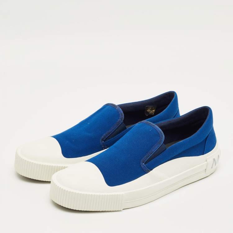 Pre Owned Moncler Blue Canvas Glisserie Slip On Sneakers Size 45