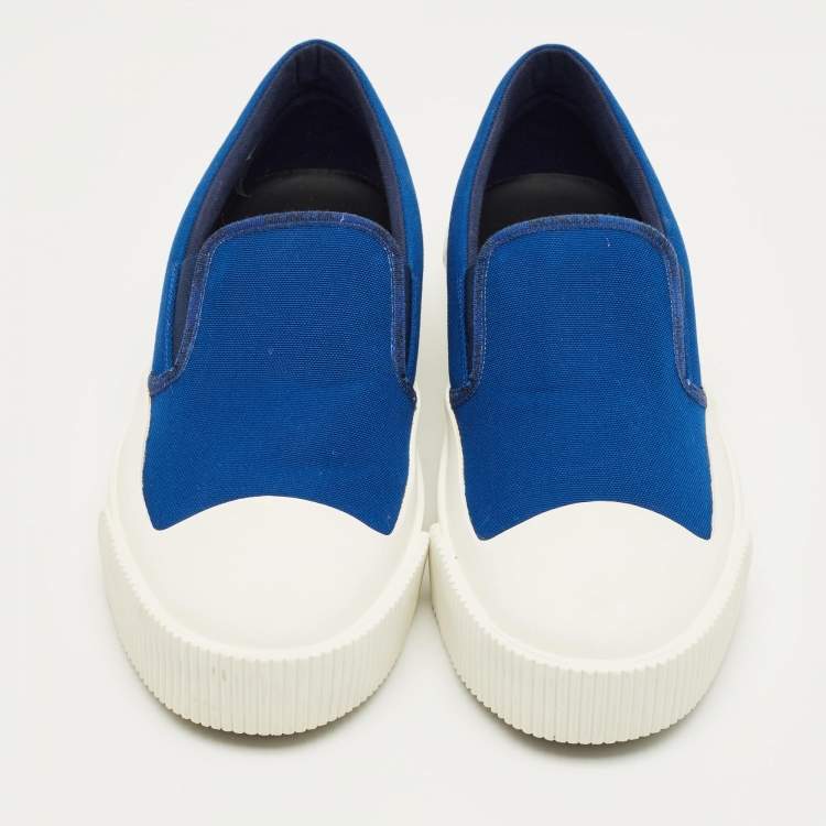 Pre Owned Moncler Blue Canvas Glisserie Slip On Sneakers Size 45