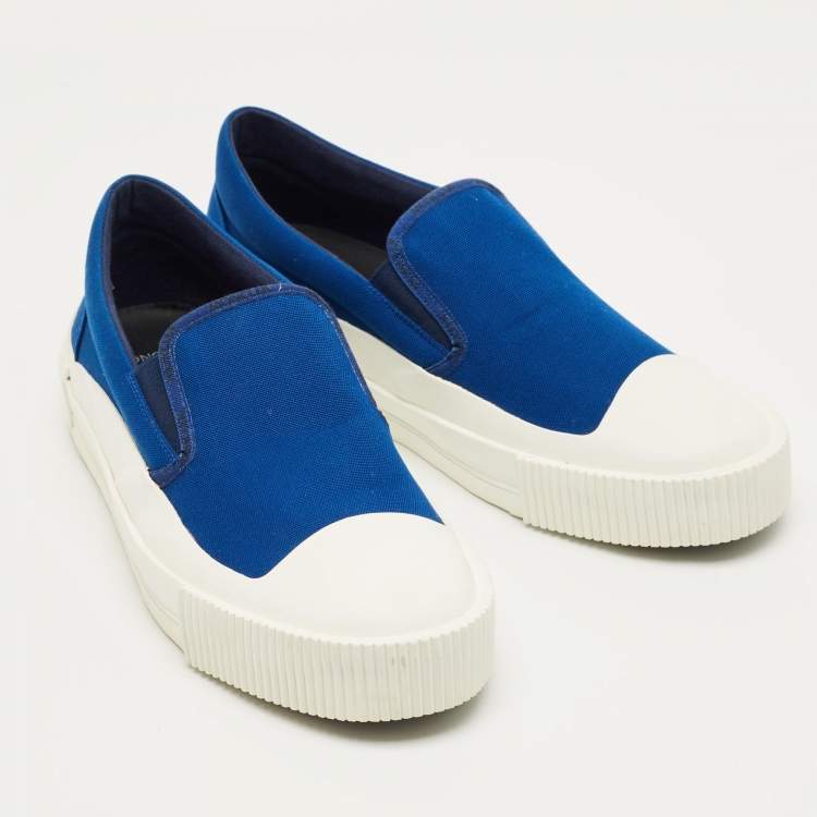 Pre Owned Moncler Blue Canvas Glisserie Slip On Sneakers Size 45