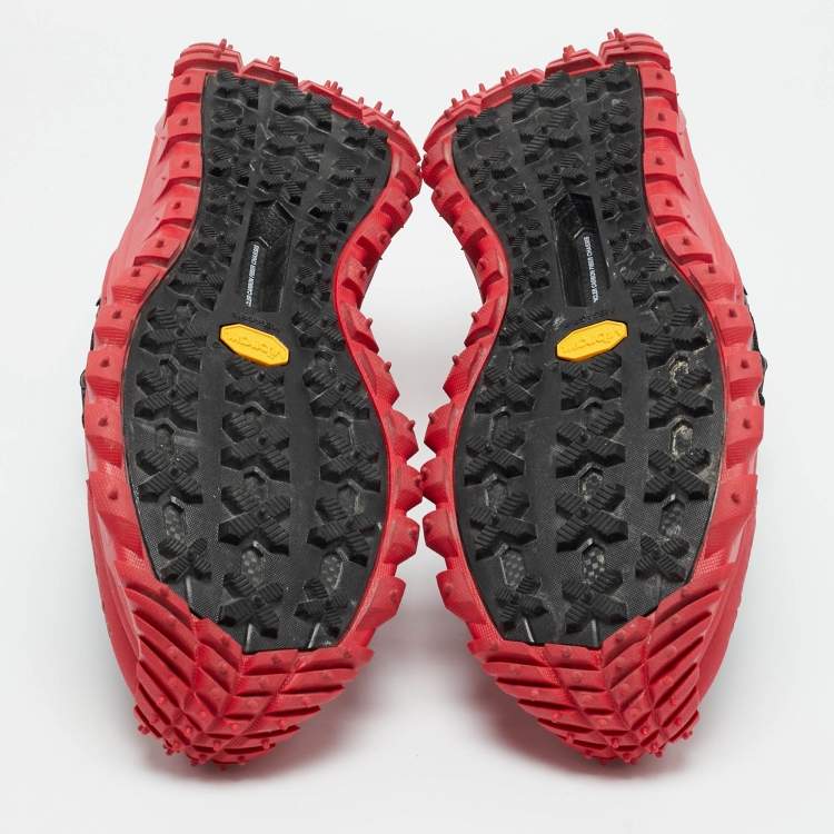 Pre Owned Moncler Black/Red Canvas and Leather TrailGrip GTX Lace Up Sneakers Size 43