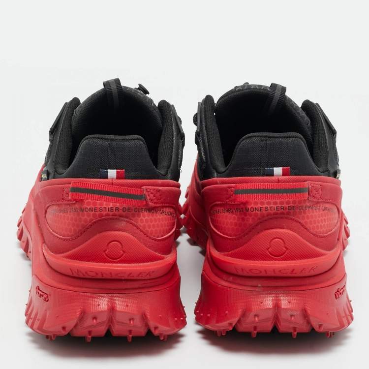 Pre Owned Moncler Black/Red Canvas and Leather TrailGrip GTX Lace Up Sneakers Size 43