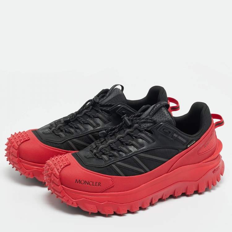 Pre Owned Moncler Black/Red Canvas and Leather TrailGrip GTX Lace Up Sneakers Size 43