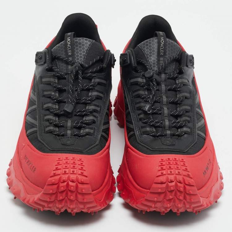 Pre Owned Moncler Black/Red Canvas and Leather TrailGrip GTX Lace Up Sneakers Size 43