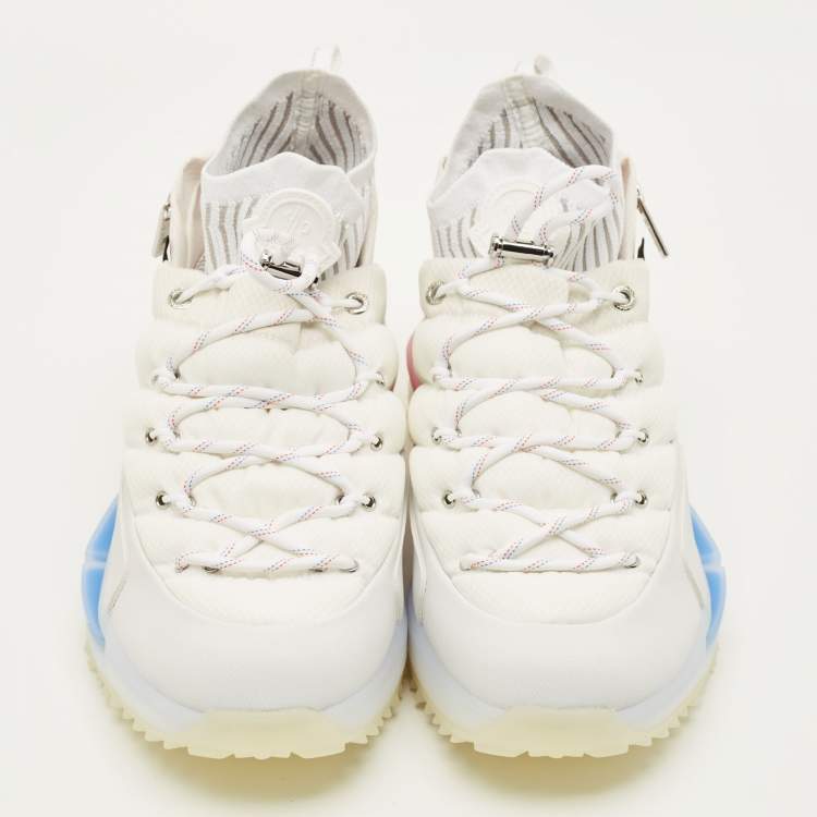 Pre Owned Moncler X Adidas NMD Size 42 White Canvas and Nylon Low Top Sneakers