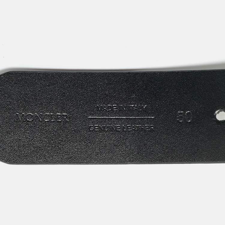 Pre Owned Moncler Black Leather Buckle Cut to Size Belt