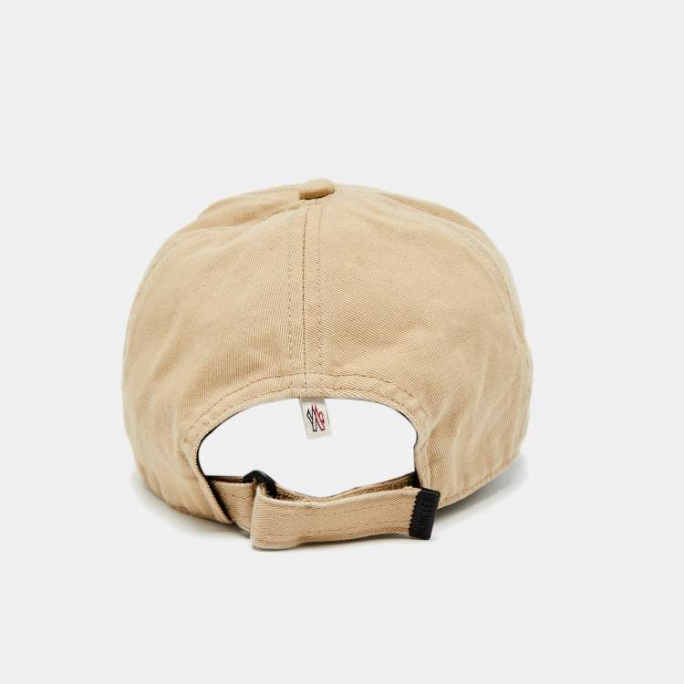 Pre Owned Moncler Beige Logo Applique Cotton Baseball Cap Size 55-62