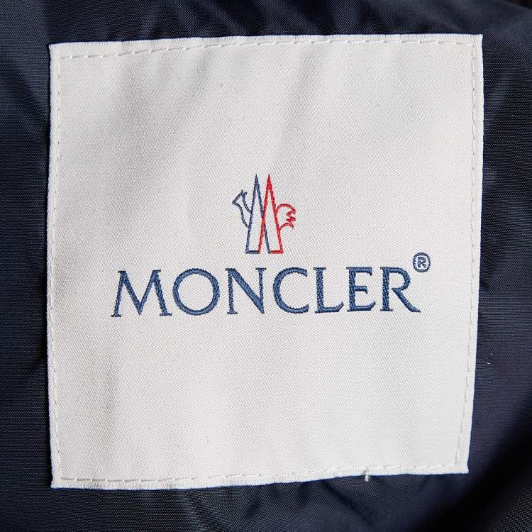 Pre Owned Moncler Navy Blue Synthetic Front Buttoned Varsity Jacket XXL