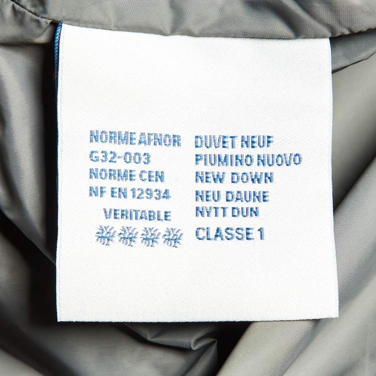 Pre Owned Moncler Grey Wool Rodin Giacca Quilted Down Jacket XL