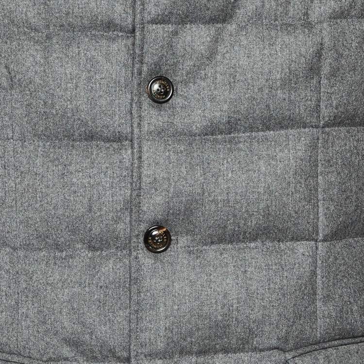 Pre Owned Moncler Grey Wool Rodin Giacca Quilted Down Jacket XL