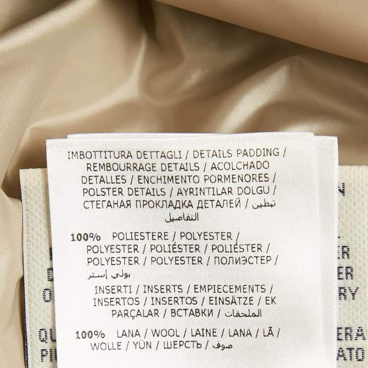 Pre Owned Moncler Beige Coyote Fur Trim Synthetic and Wool Colmiane Guibbotto Down Jacket L