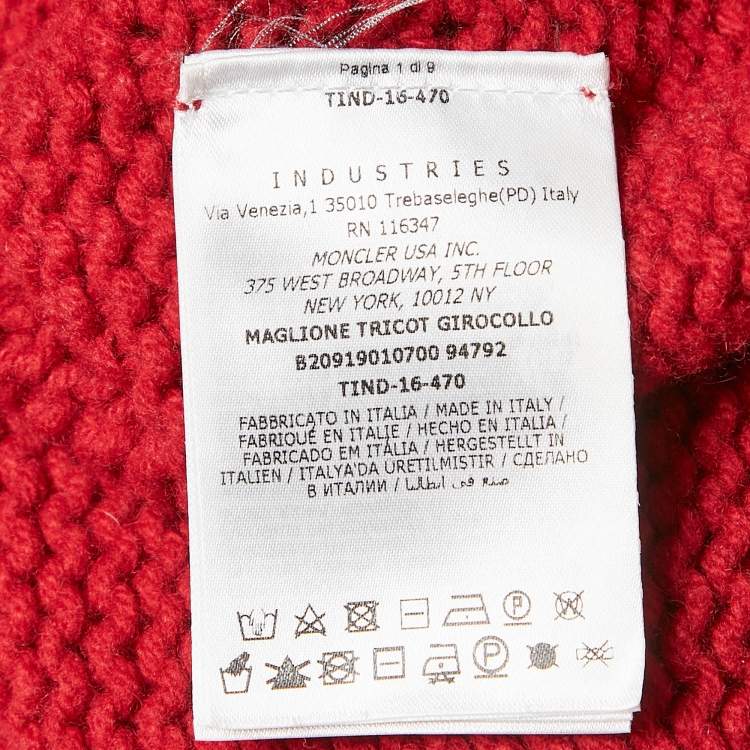 Pre Owned Moncler Red/Blue Intarsia Wool Knit Mock Neck Sweater L