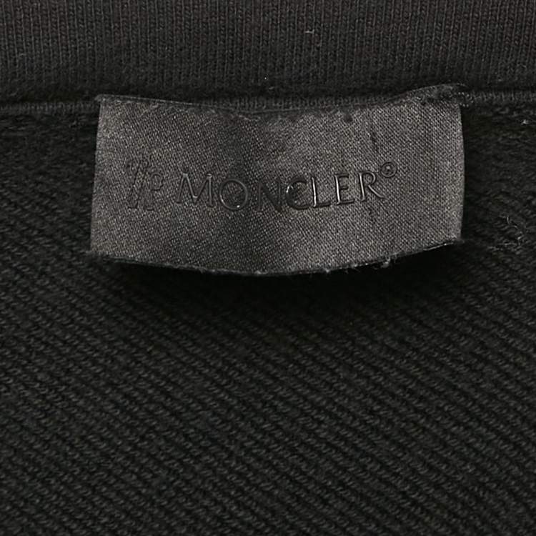 Pre Owned Moncler Black Logo Embroidered Cotton Knit Manglia Cardigan Hoodie L
