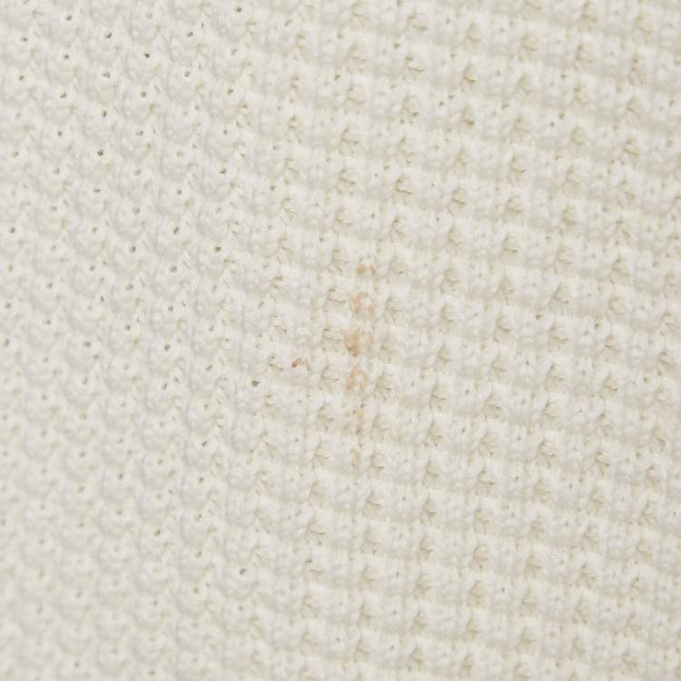 Pre Owned Moncler White Logo Print Cotton Knit and Quilted Nylon Down Jacket L