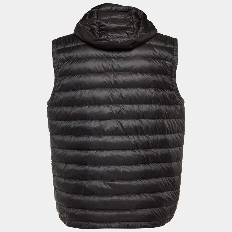 Pre Owned Moncler Black Synthetic Hooded Zip-Up Naples Gilet Down Jacket XL