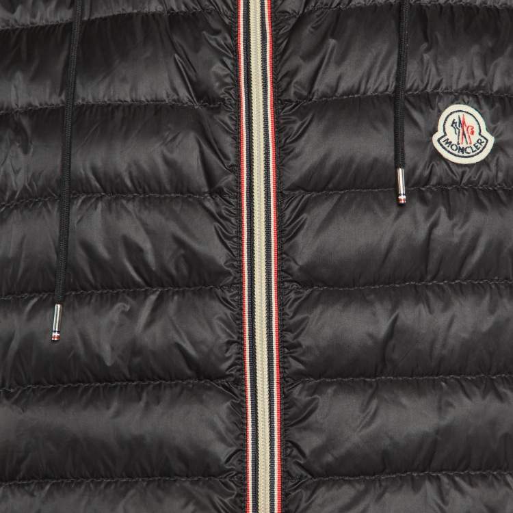 Pre Owned Moncler Black Synthetic Hooded Zip-Up Naples Gilet Down Jacket XL