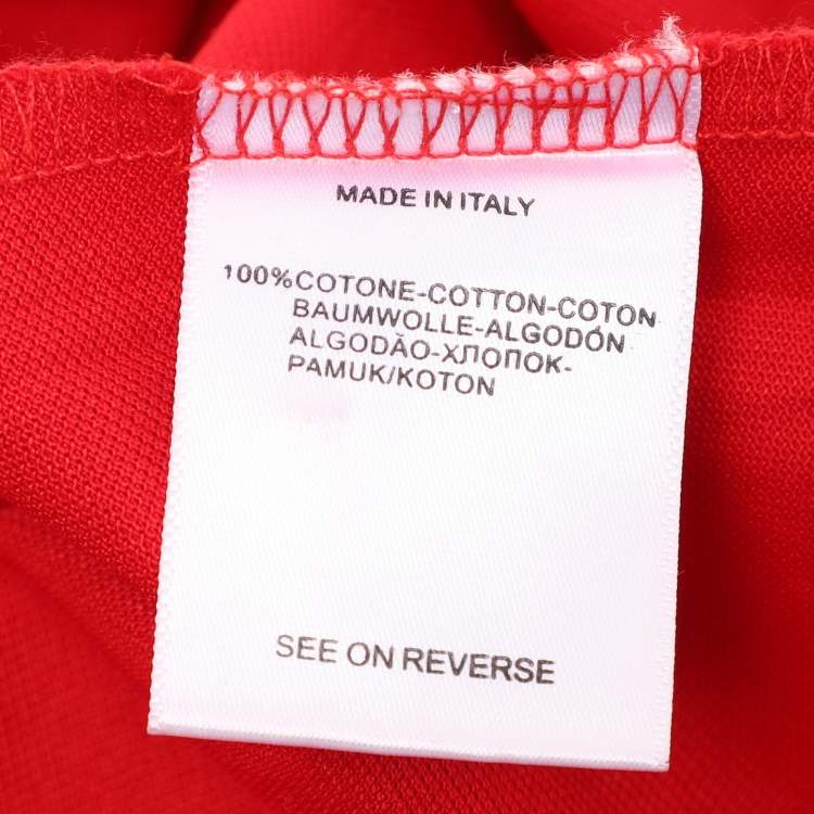 Pre Owned Moncler Red Cotton Pique Logo Patch Polo T-Shirt XL