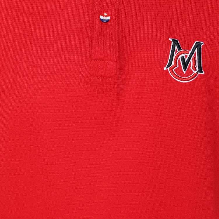 Pre Owned Moncler Red Cotton Pique Logo Patch Polo T-Shirt XL