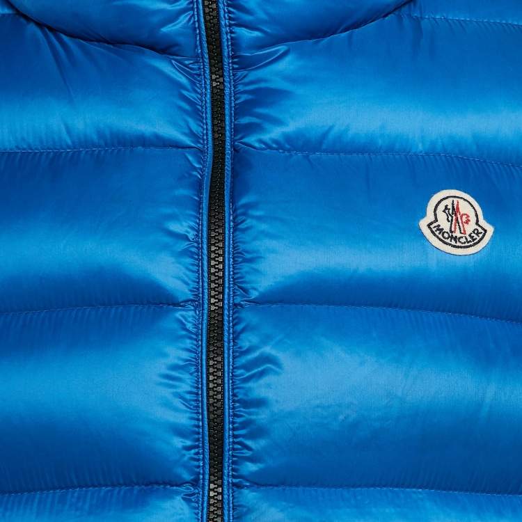 Pre Owned Moncler Blue Nylon Zip-Up Quilted Down Ray Gilet XXL