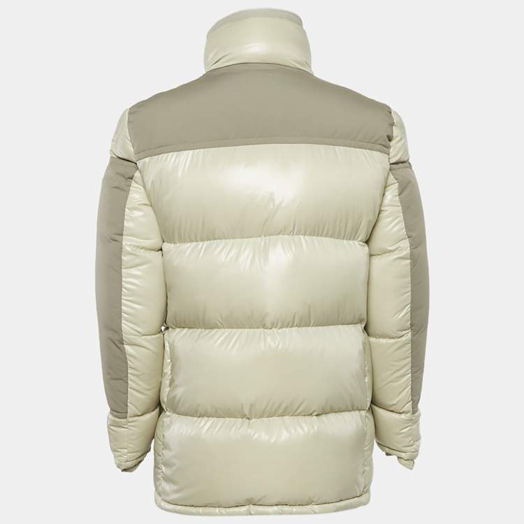 Pre Owned Moncler Grey Fur Trim Hood Nylon Down Puffer Jacket M