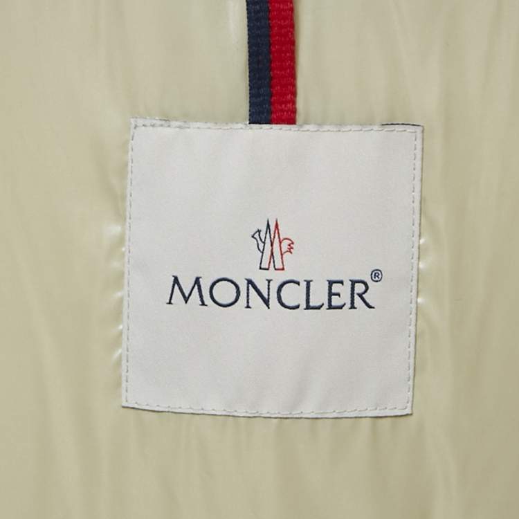 Pre Owned Moncler Grey Fur Trim Hood Nylon Down Puffer Jacket M