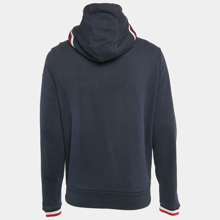 Pre Owned Moncler Navy Blue Cotton Zip-Up Hoodie M