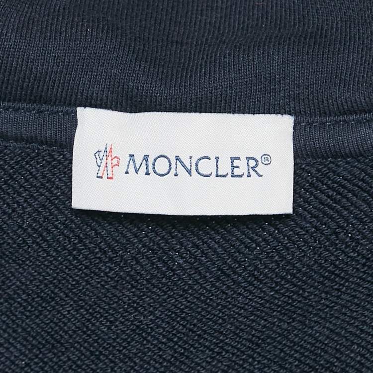 Pre Owned Moncler Navy Blue Cotton Zip-Up Hoodie M