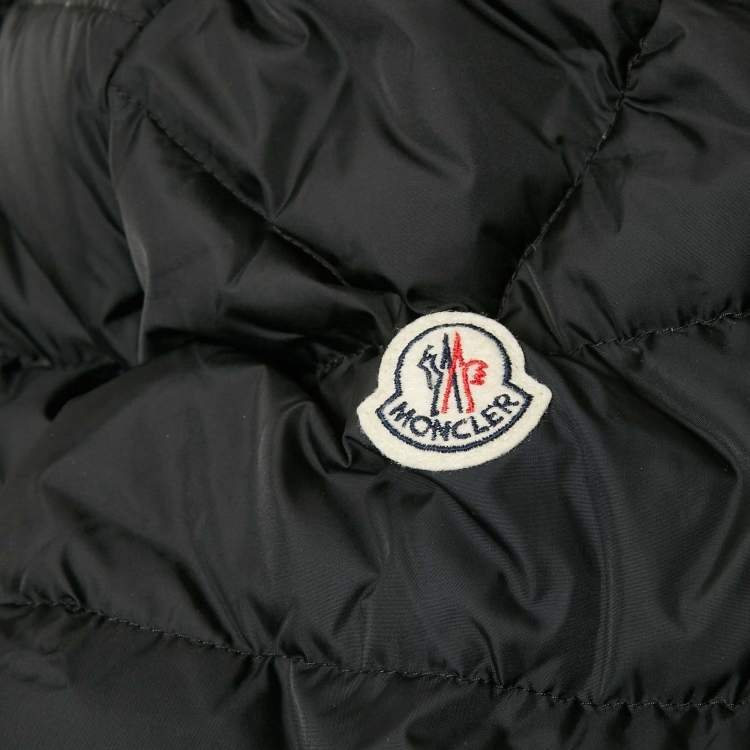 Pre Owned Moncler Black Real Fur Trim Nylon Hooded Down Jacket L