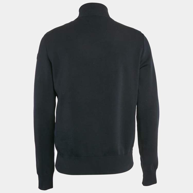 Pre Owned Moncler Navy Blue Nylon and Cotton Knit Maglia Tricot Cardigan Jacket L