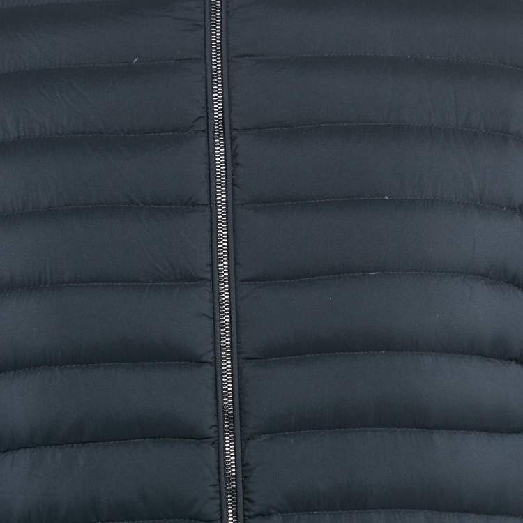 Pre Owned Moncler Navy Blue Nylon and Cotton Knit Maglia Tricot Cardigan Jacket L