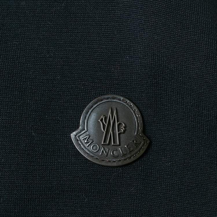 Pre Owned Moncler Navy Blue Nylon and Cotton Knit Maglia Tricot Cardigan Jacket L