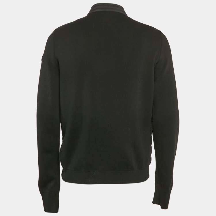 Pre Owned Moncler Black Nylon and Cotton Knit Maglia Tricot Cardigan Jacket L