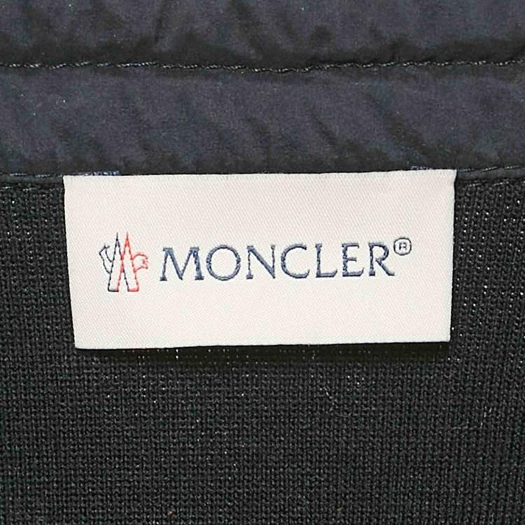 Pre Owned Moncler Black Nylon and Cotton Knit Maglia Tricot Cardigan Jacket L