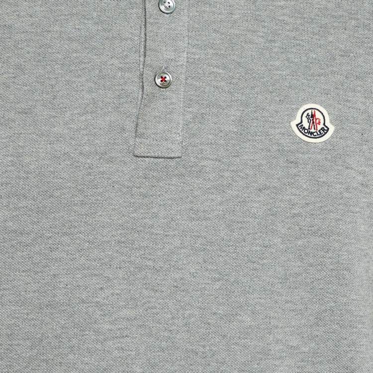 Pre Owned Moncler Grey Cotton Long Sleeve Polo T-Shirt L 
