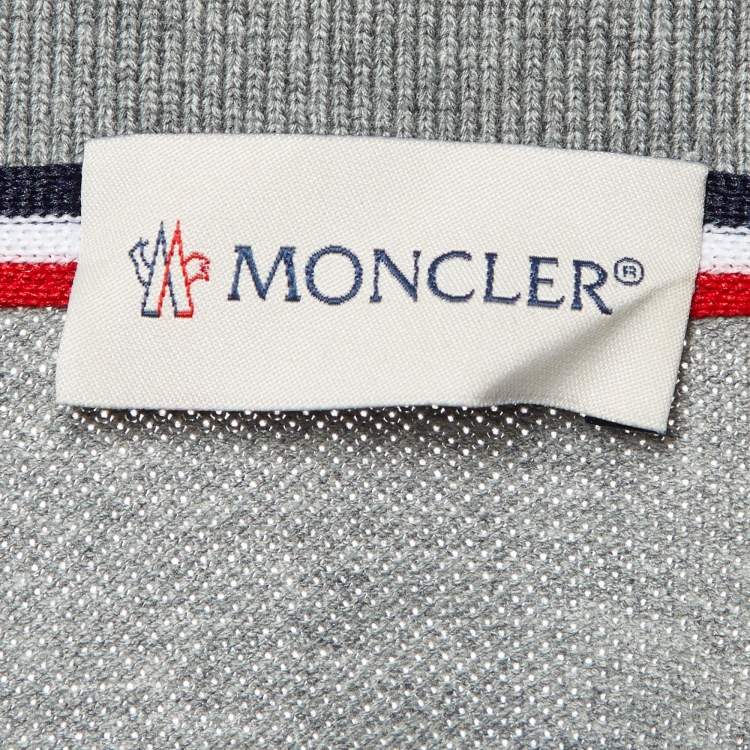 Pre Owned Moncler Grey Cotton Long Sleeve Polo T-Shirt L 