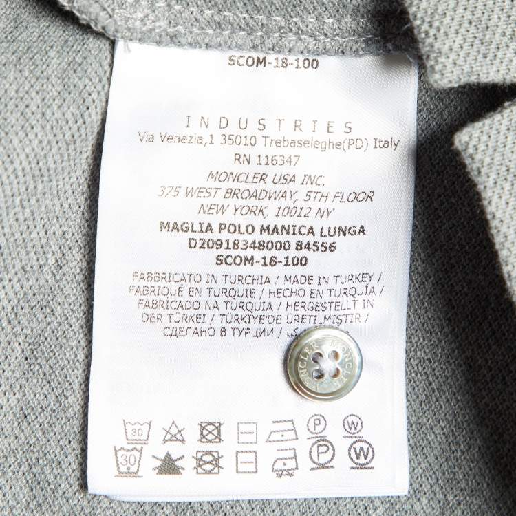 Pre Owned Moncler Grey Cotton Long Sleeve Polo T-Shirt L 