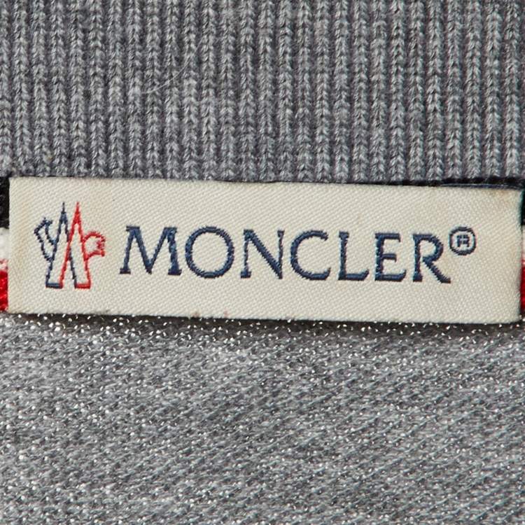 Pre Owned Moncler Grey Cotton Pique Polo T-Shirt M