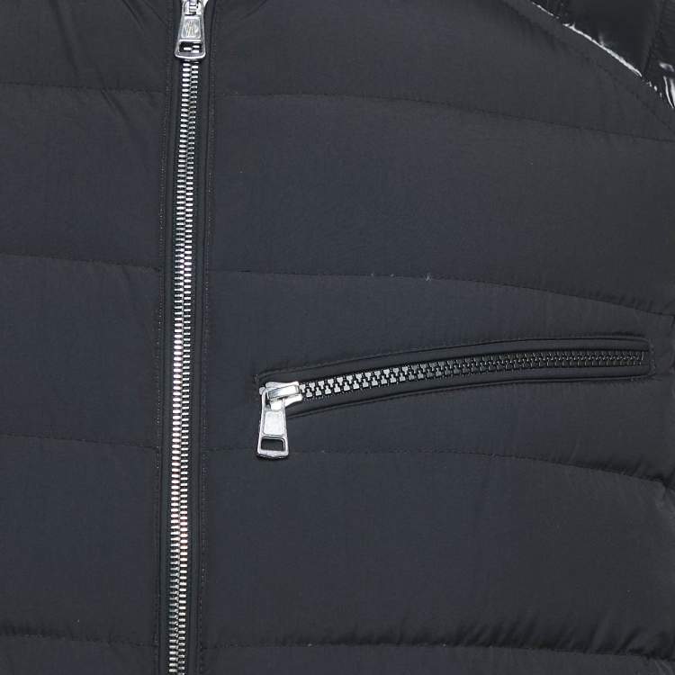 Pre Owned Moncler Black Nylon Zip-Up Quilted Down Jacket L