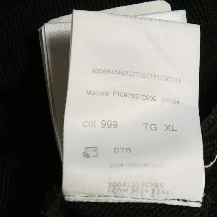 Pre Owned Moncler Black Jersey Zip-Up Hooded Jacket XL